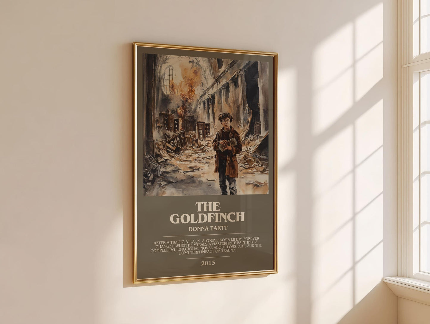 The Goldfinch bookish book poster framed on wall – coming of age wall art
