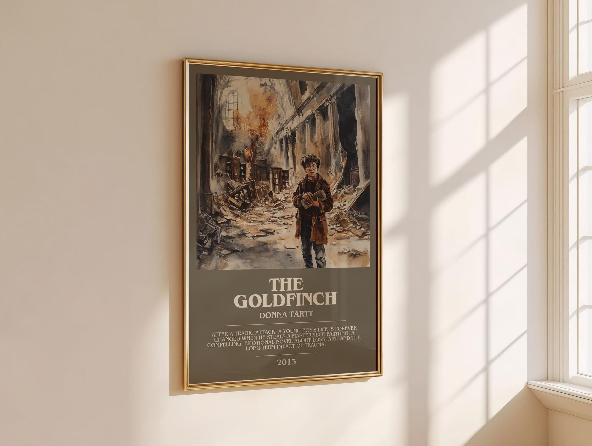 The Goldfinch bookish book poster framed on wall – coming of age wall art