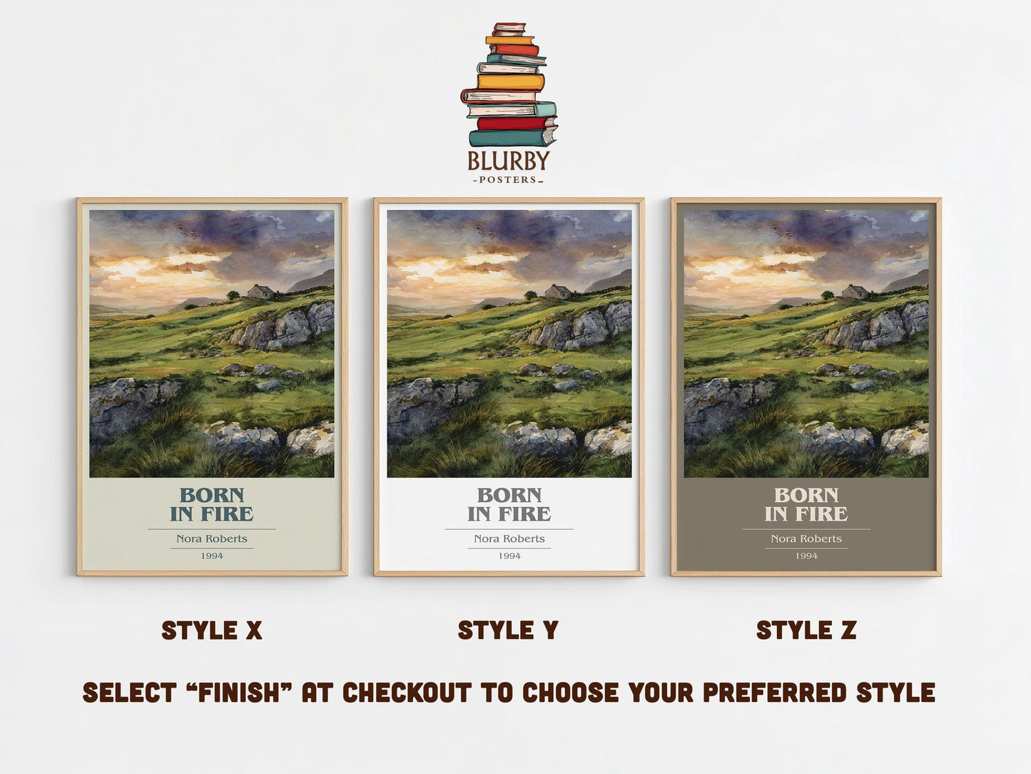 Born in Fire book cover poster colour and style options – Nora Roberts book art