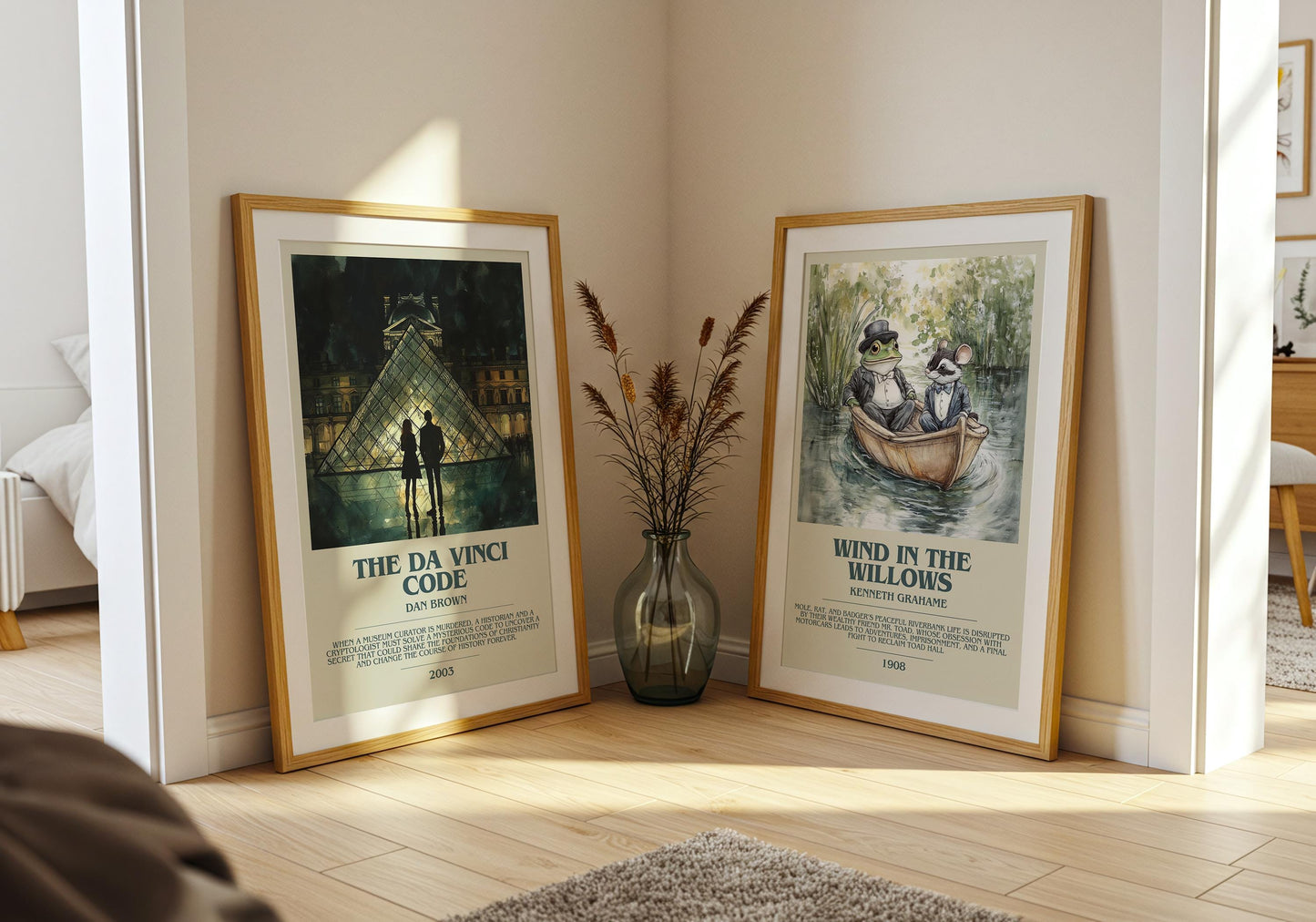 The Da Vinci Code bookish poster paired in gallery wall – literary art prints