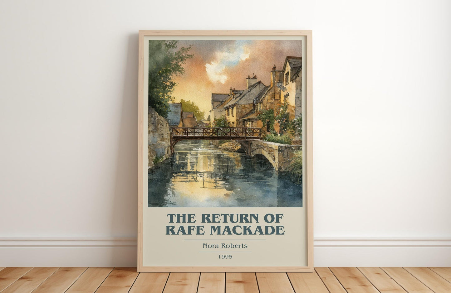 The Return of Rafe MacKade book cover print in frame leaning in hallway – romance wall art