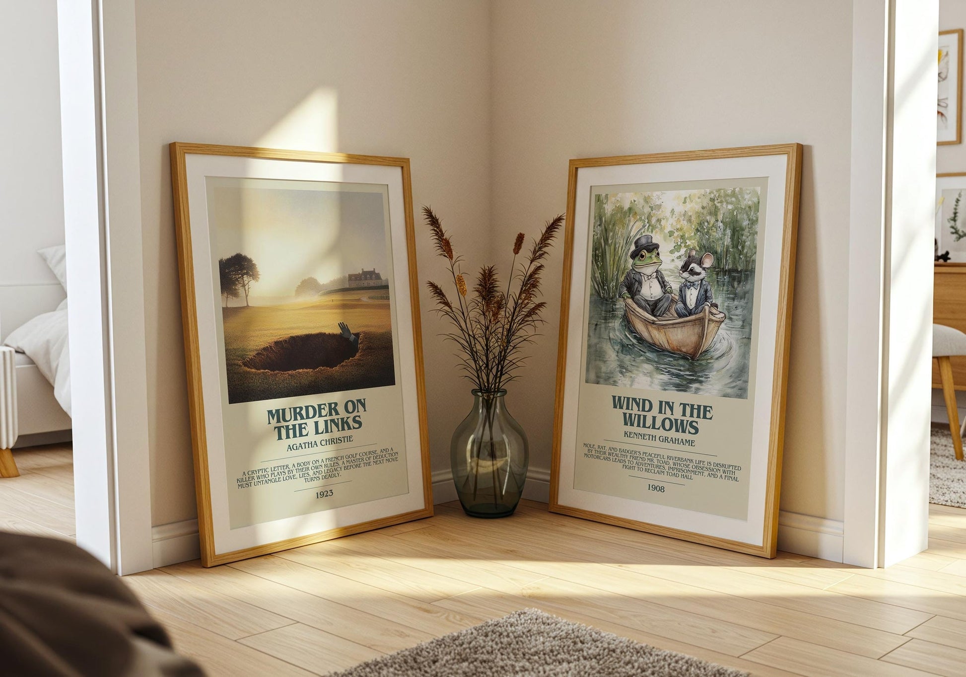 The Murder on the Links bookish poster paired in gallery wall – literary art prints