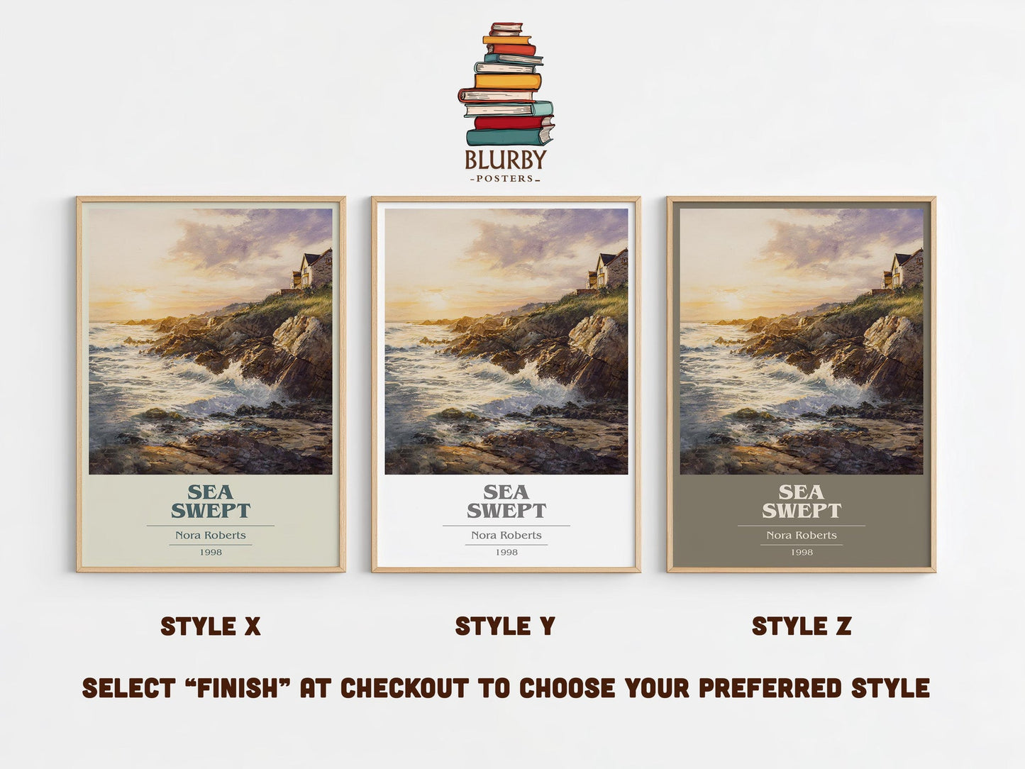 Sea Swept book cover poster colour and style options – Nora Roberts book art