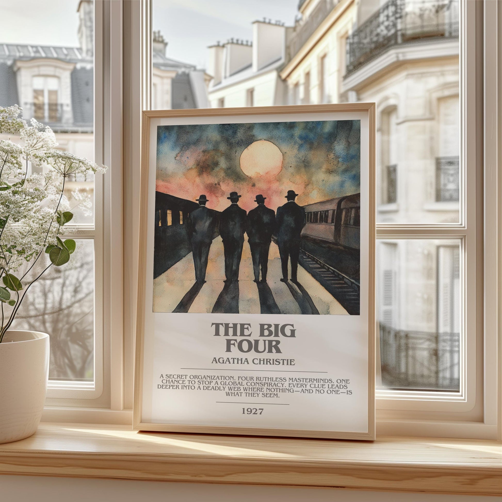 The Big Four bookish print framed by window – literary home decor