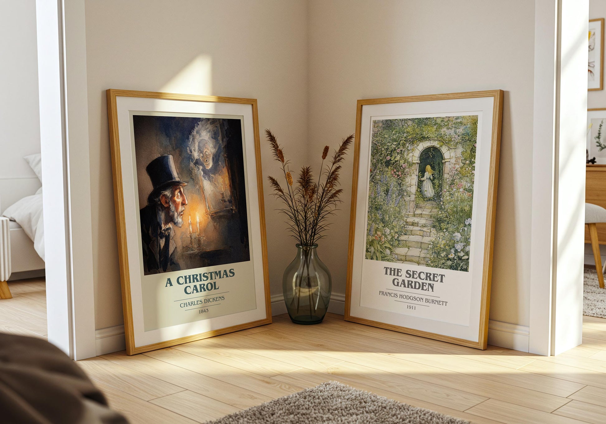 A Christmas Carol book cover print on bookshelf – Charles Dickens fan gift