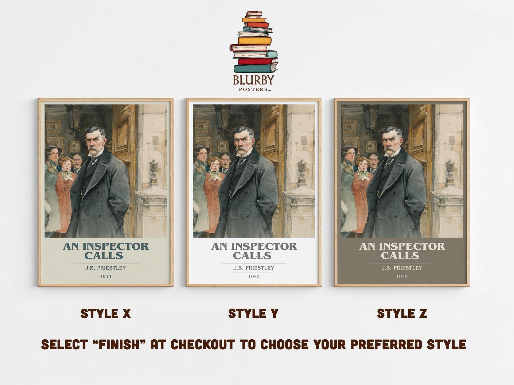 An Inspector Calls book cover poster colour and style options – J. B. Priestley book art