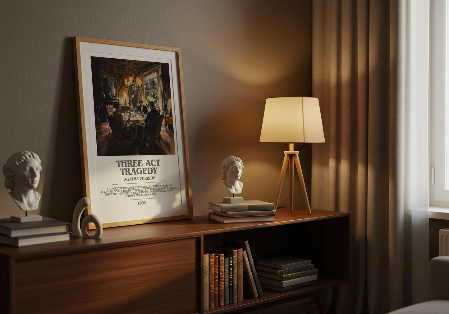 Three Act Tradegy by Agatha Christie | Descriptive Modern Book Art | Poster