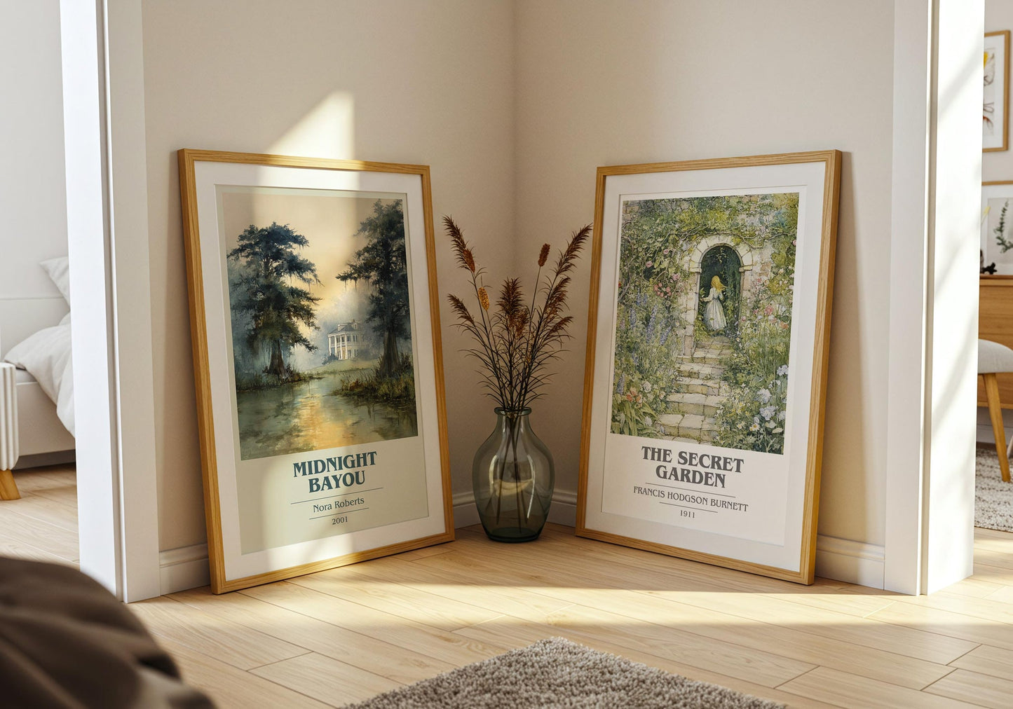 Midnight Bayou book cover poster paired in gallery wall – literary art prints