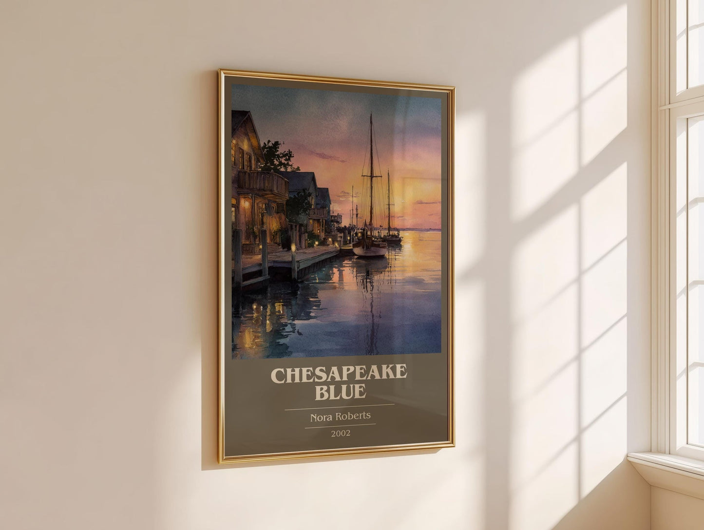 Chesapeake Blue book cover print on bookshelf – Nora Roberts fan gift