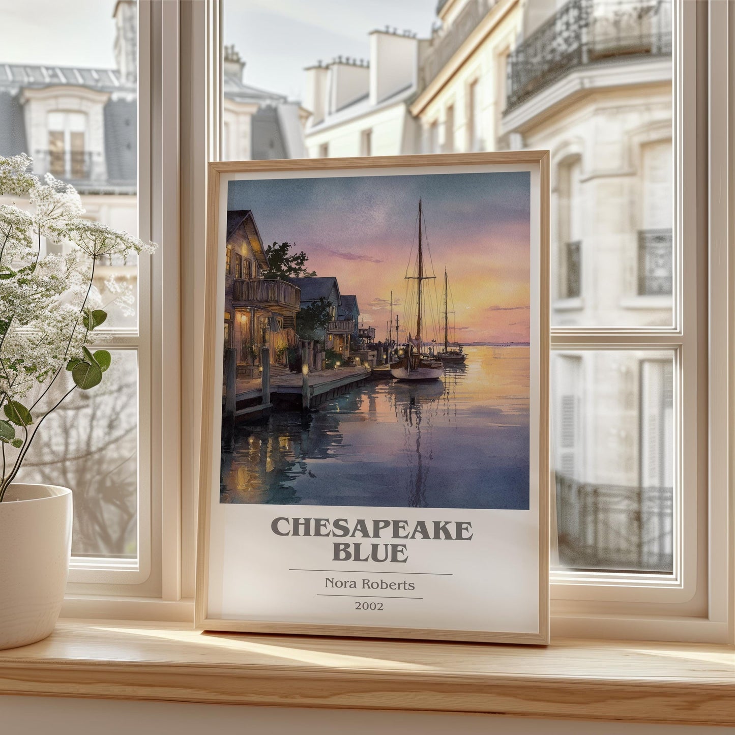 Chesapeake Blue book cover book poster framed on wall – romance wall art