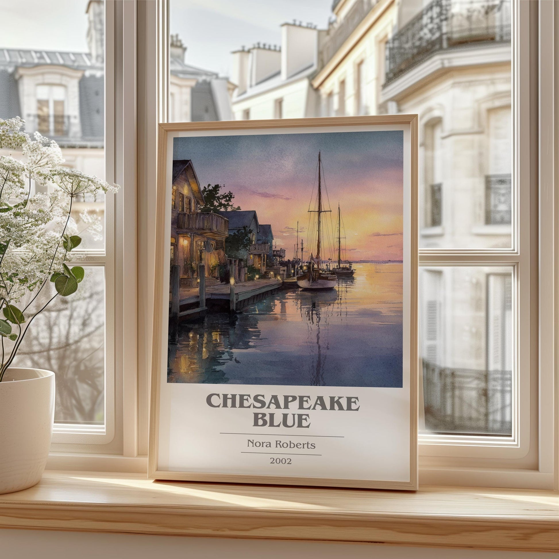 Chesapeake Blue book cover book poster framed on wall – romance wall art