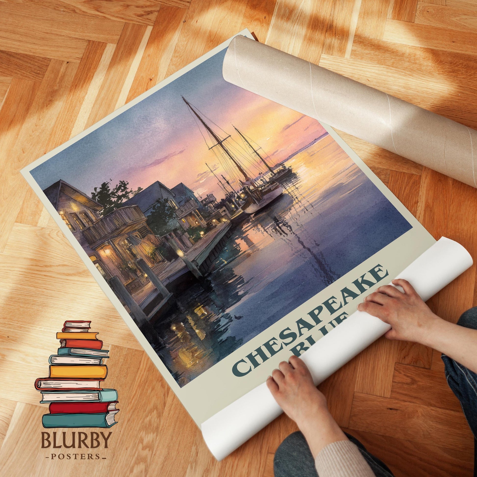 Chesapeake Blue book cover literary print detail – Nora Roberts book art