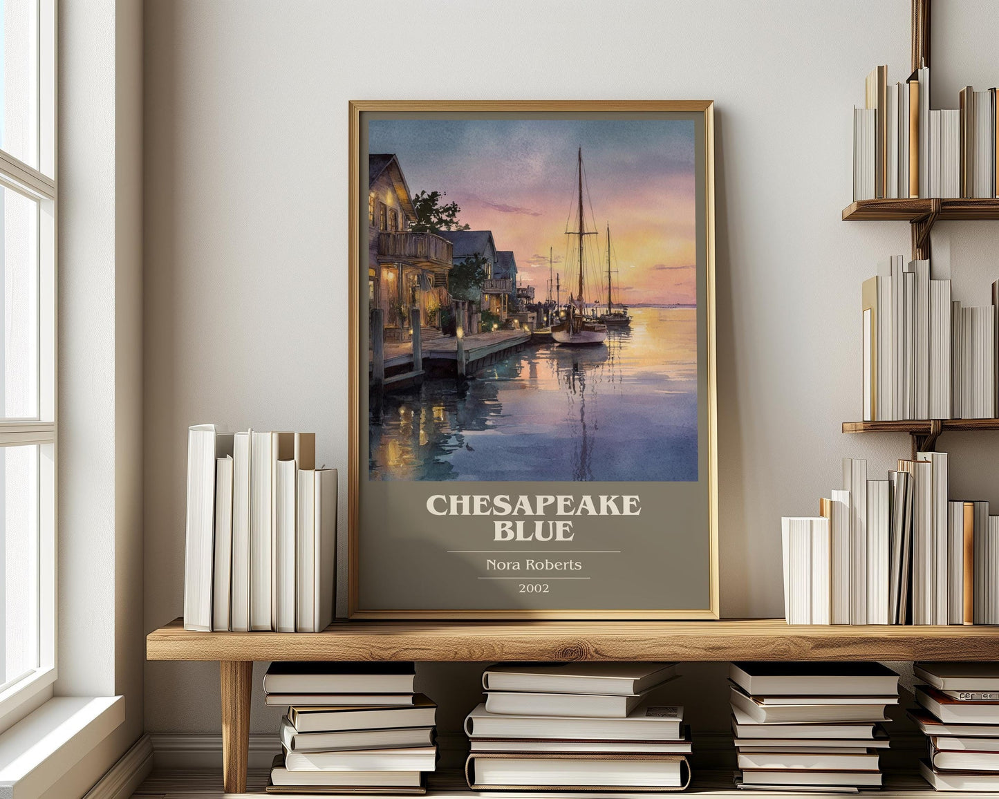 Chesapeake Blue book cover poster paired in gallery wall – literary art prints