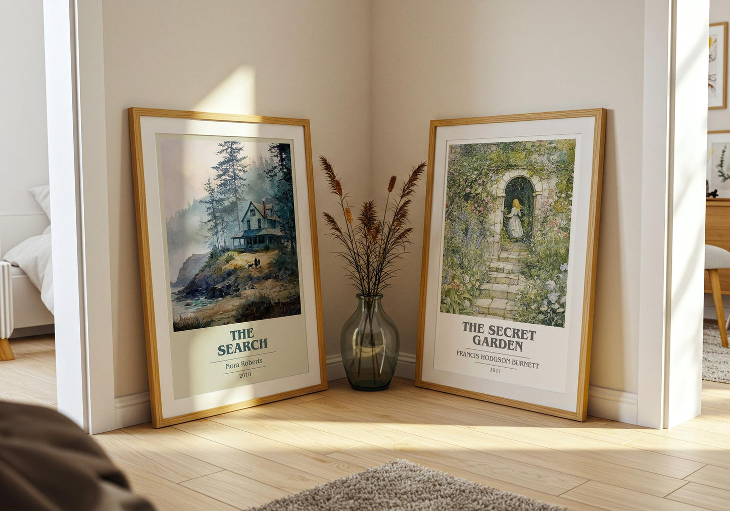 The Search book cover print on bookshelf – Nora Roberts fan gift