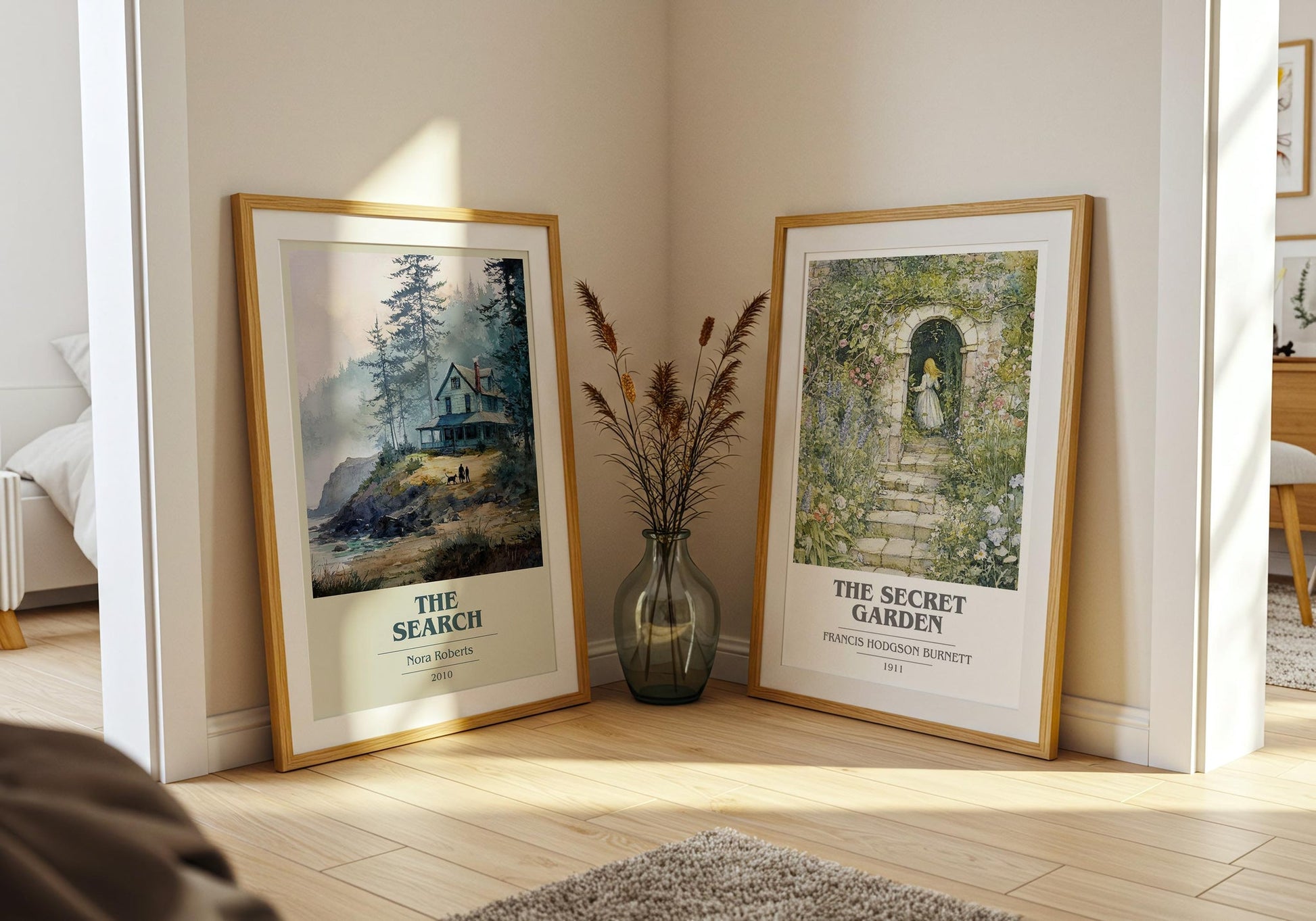 The Search book cover print on bookshelf – Nora Roberts fan gift