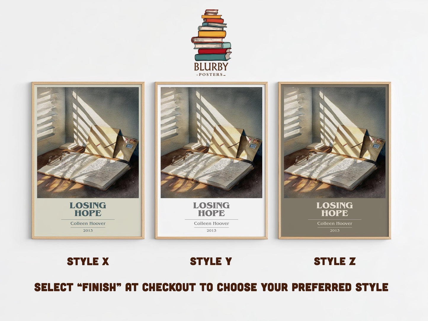 Losing Hope book cover poster colour and style options – Colleen Hoover book art