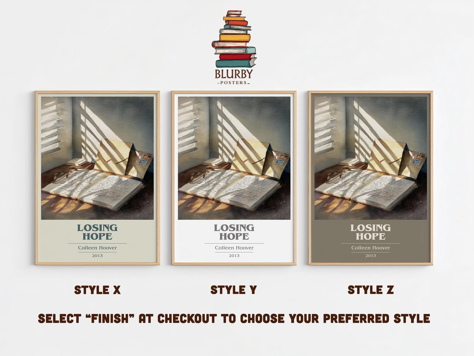 Losing Hope book cover poster colour and style options – Colleen Hoover book art