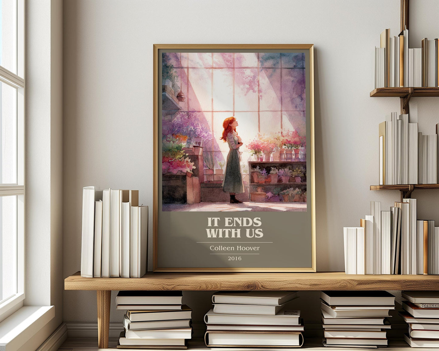 It Ends with Us book cover print on bookshelf – Colleen Hoover fan gift