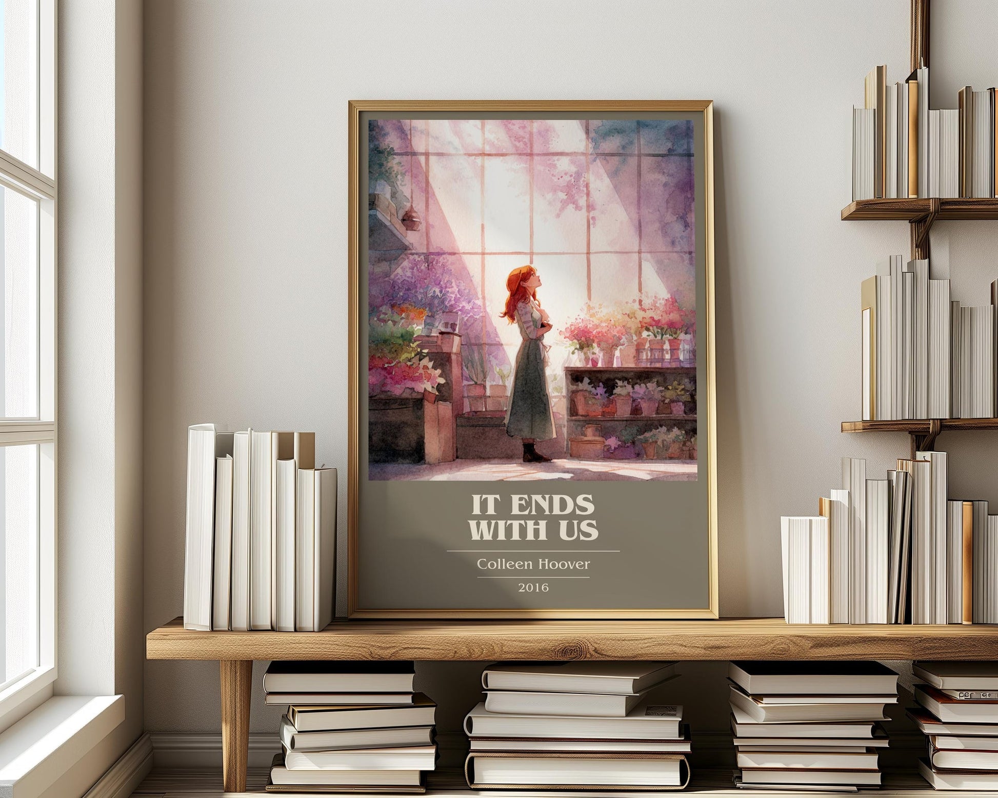 It Ends with Us book cover print on bookshelf – Colleen Hoover fan gift