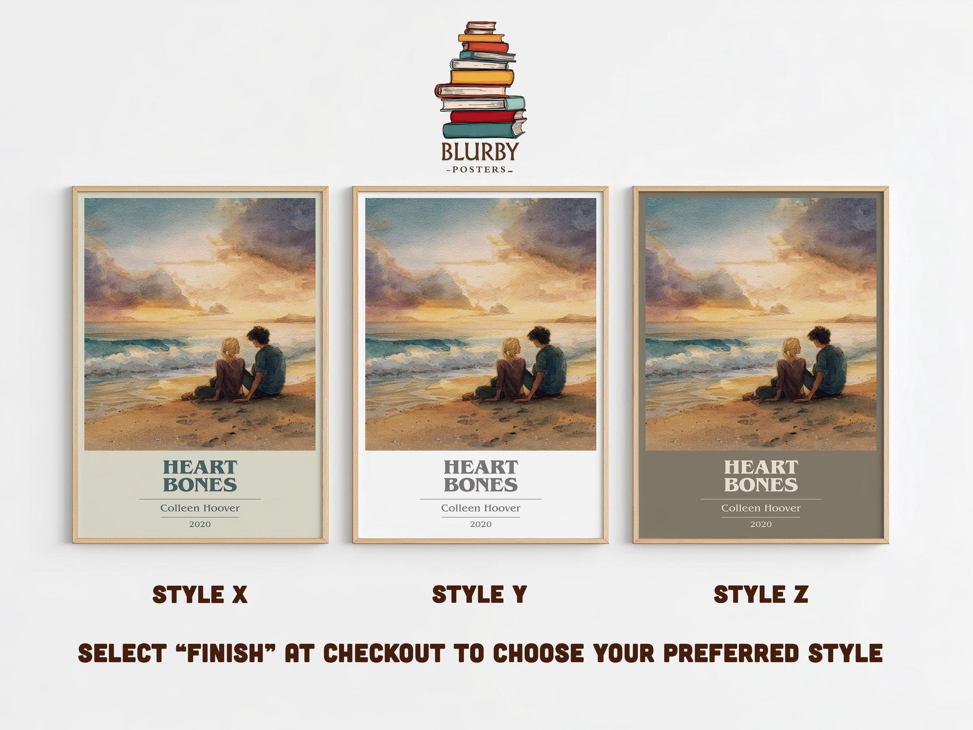 Heart Bones book cover poster colour and style options – Colleen Hoover book art