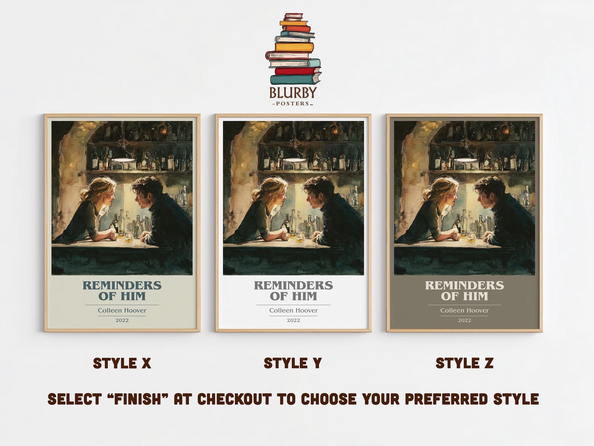 Reminders of Him book cover poster colour and style options – Colleen Hoover book art