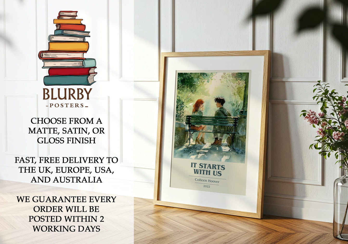 It Starts With Us book poster packaging – museum-quality print rolled in protective tube