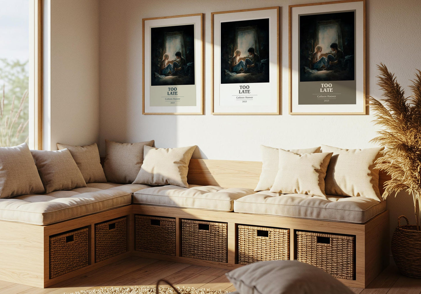 Too late book cover poster paired in gallery wall – literary art prints