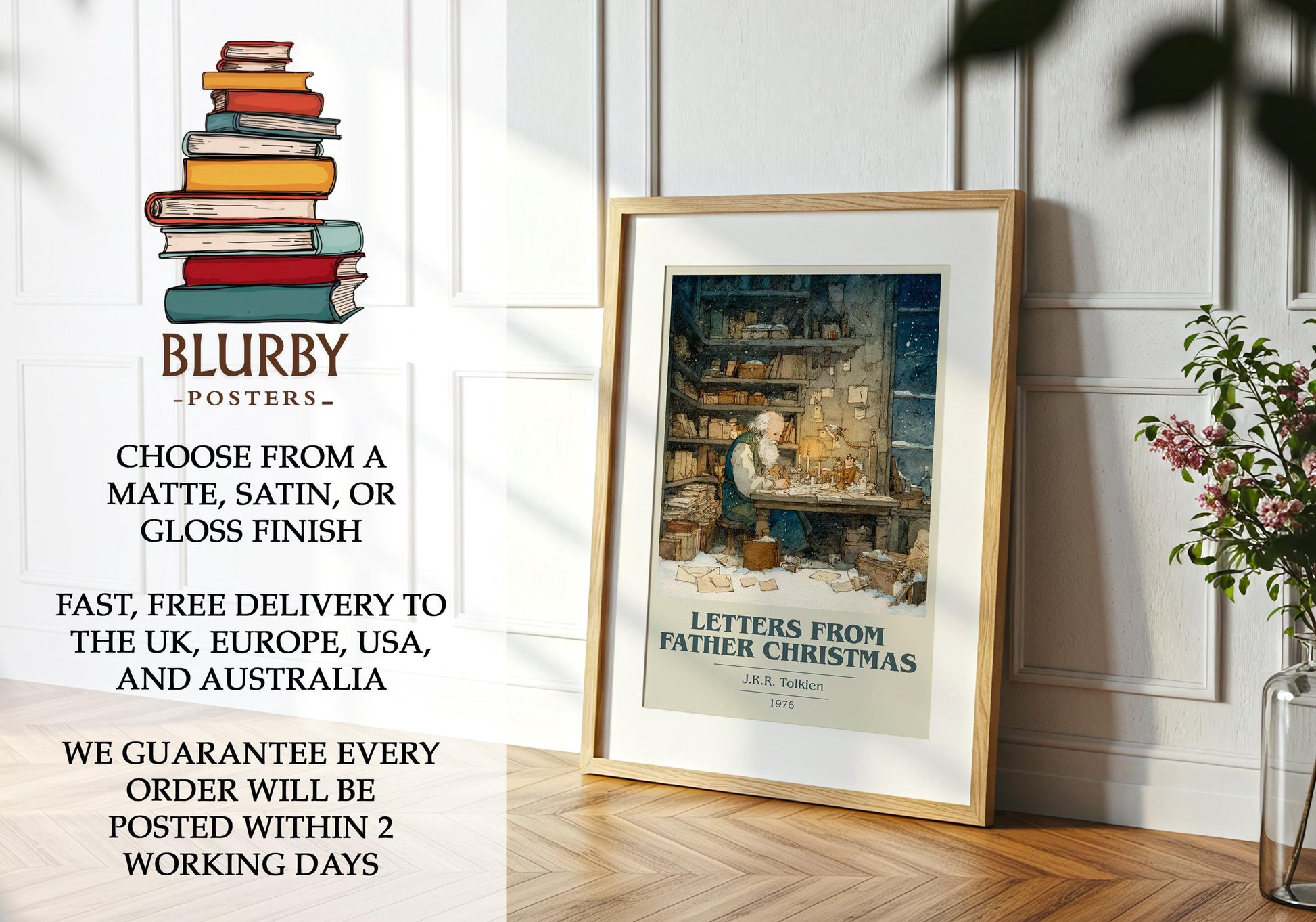 Letters From Father Christmas by J.R.R. Tolkien | Book Poster | Literary Art Gift For Book Lover | Novel Inspired Wall Art | Free Delivery