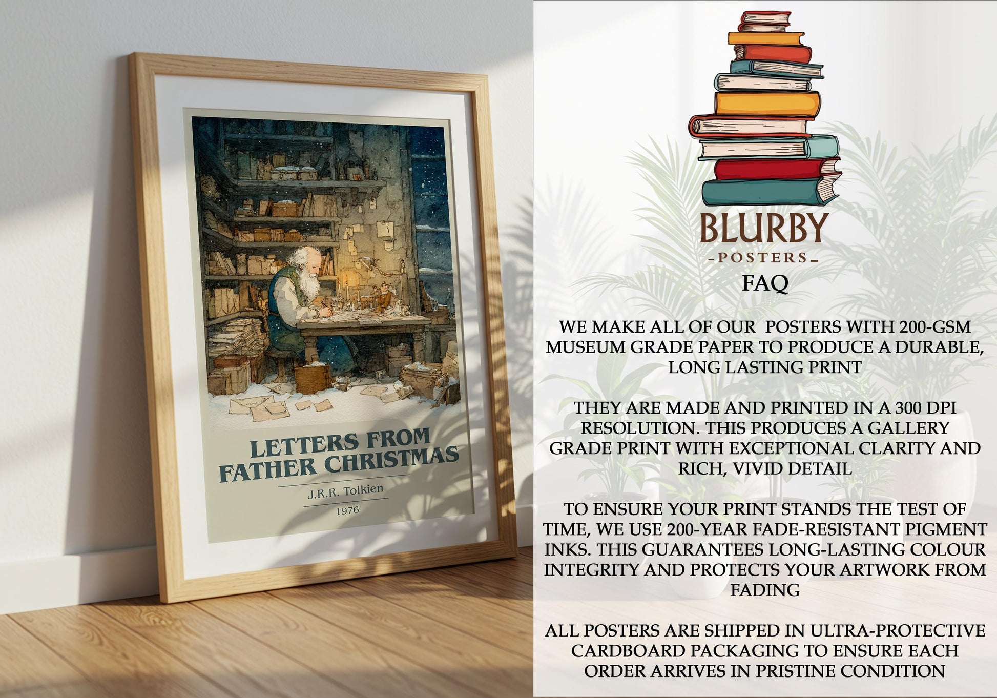 Letters From Father Christmas by J.R.R. Tolkien | Book Poster | Literary Art Gift For Book Lover | Novel Inspired Wall Art | Free Delivery