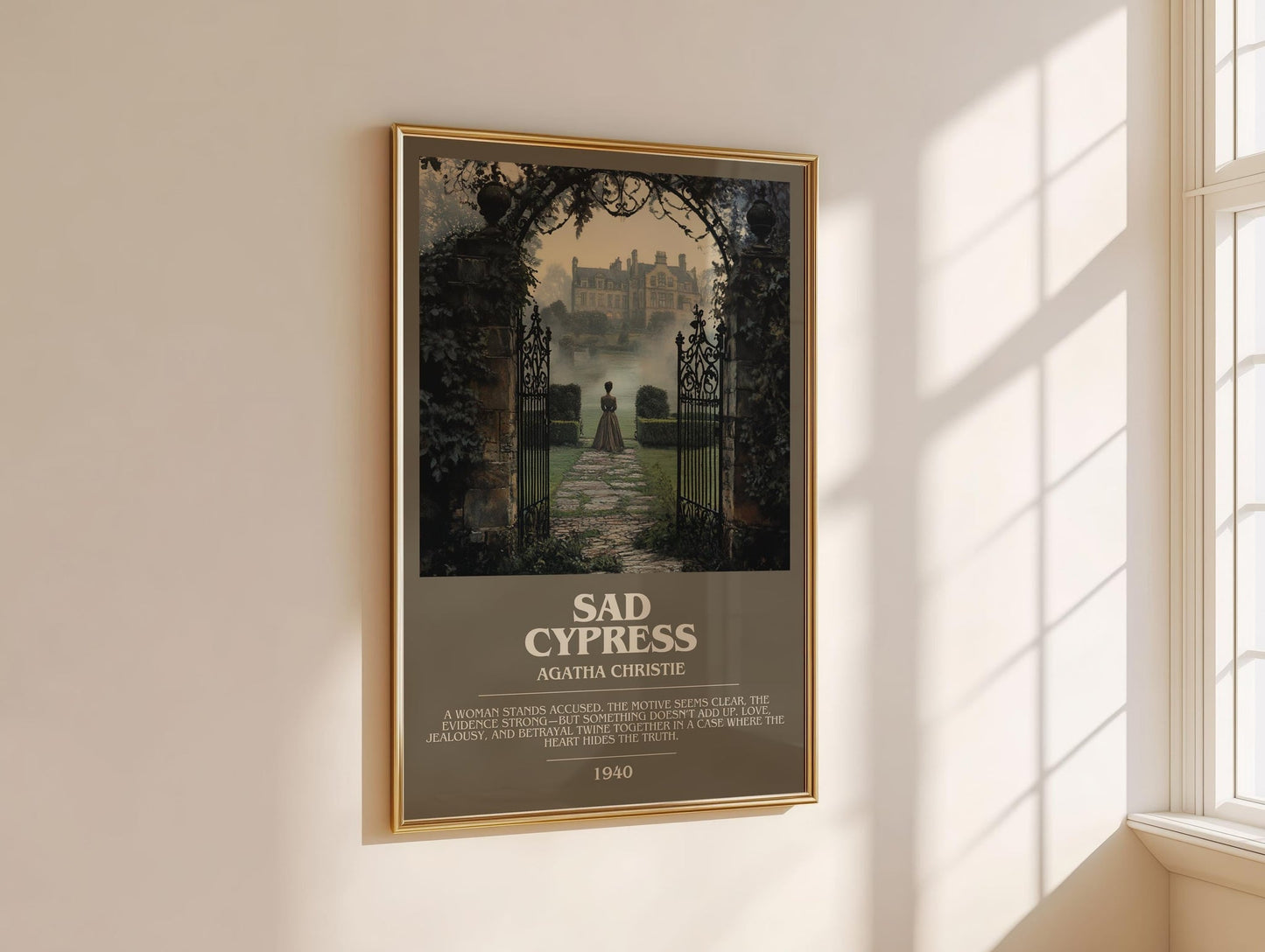 Sad Cypress bookish book poster framed on wall – mystery wall art