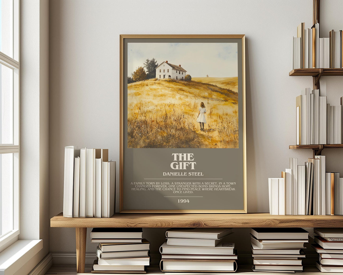 The Gift bookish print on bookshelf – Danielle Steel fan gift