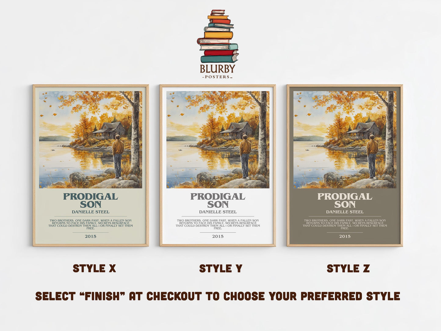 Prodigal Son bookish poster colour and style options – Danielle Steel book art