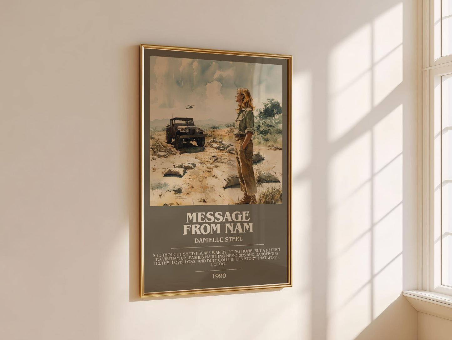Message from Nam bookish book poster framed on wall – historical fiction wall art