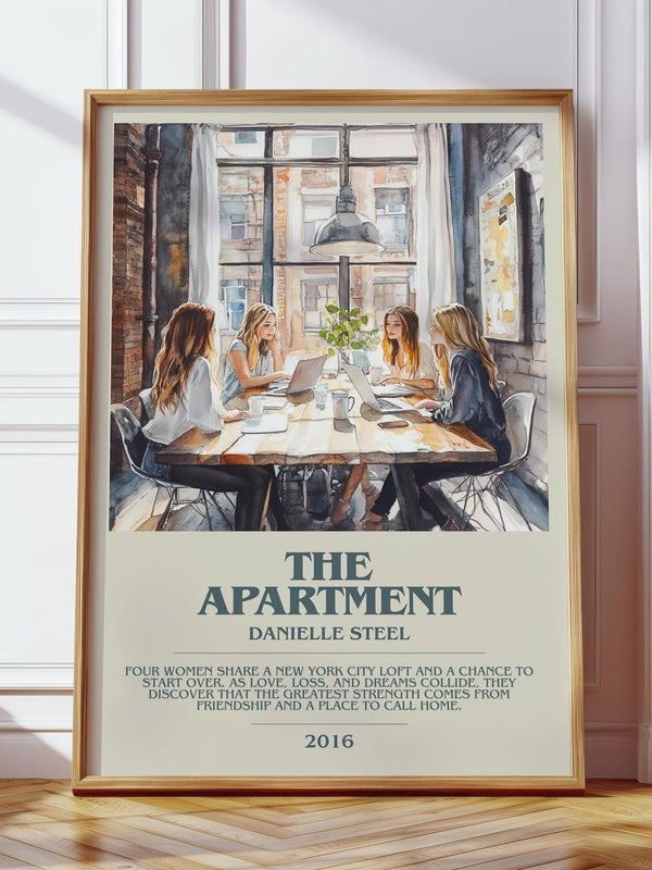 The Apartment bookish poster colour and style options – Danielle Steel book art