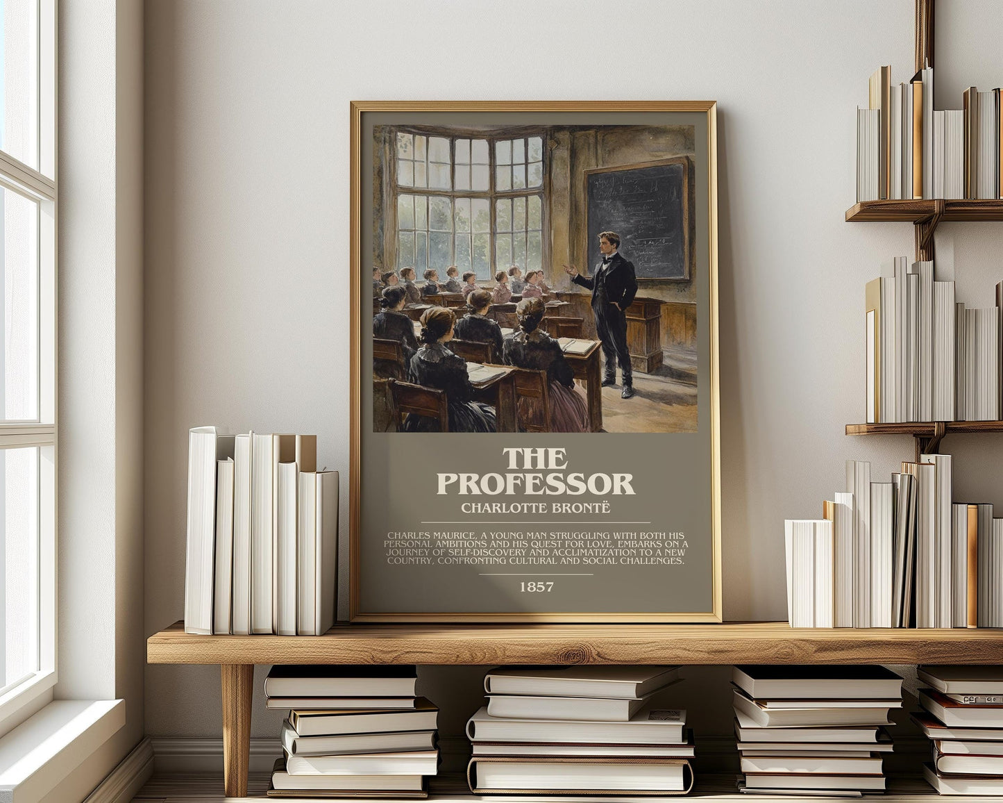 The Professor bookish print on bookshelf – Charlotte Bronte fan gift