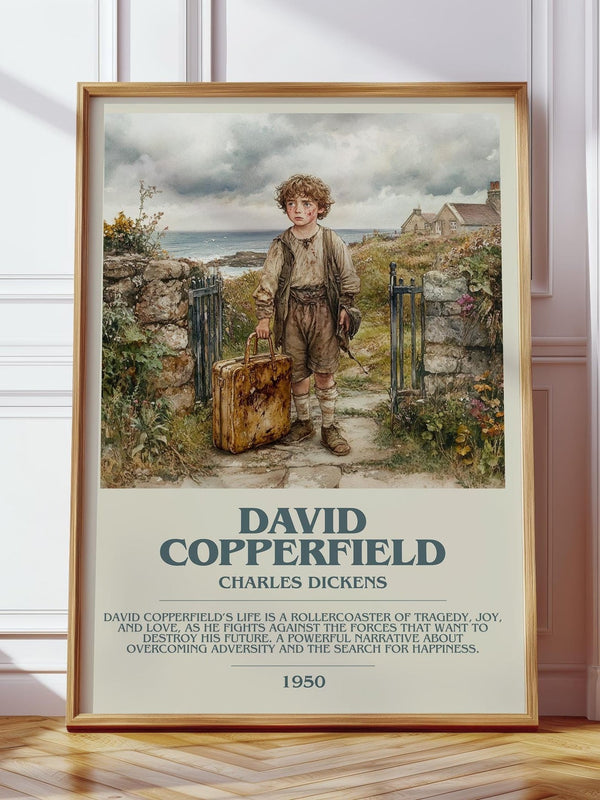 David Copperfield bookish print in frame leaning in hallway – classic literature wall art