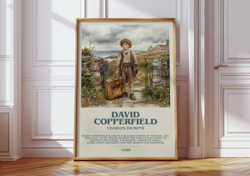 David Copperfield bookish print in frame leaning in hallway – classic literature wall art