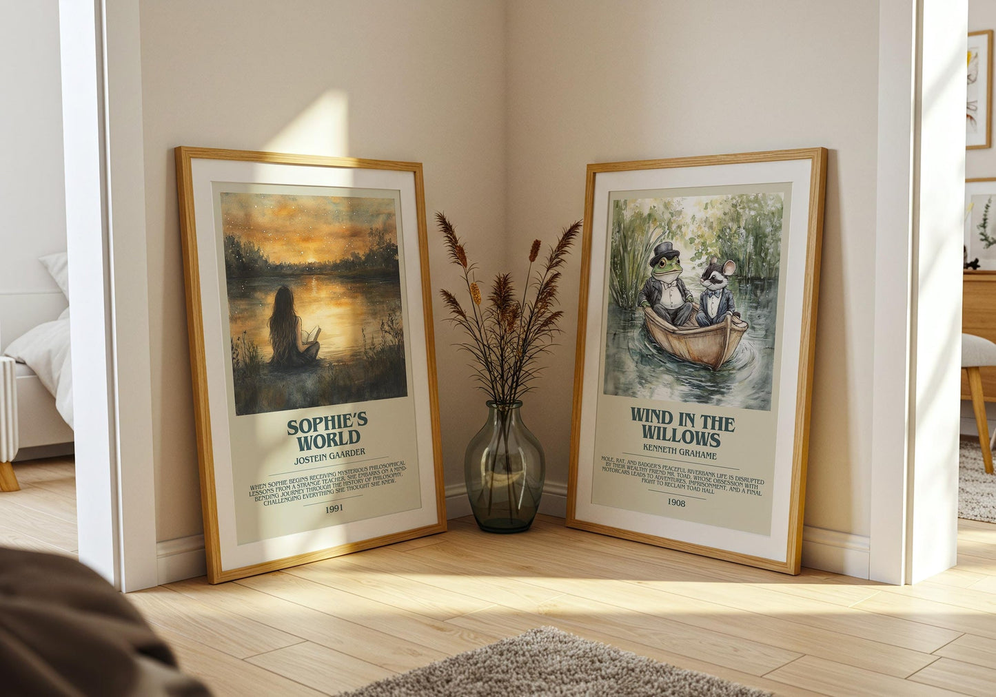 Sophie's World bookish poster paired in gallery wall – literary art prints