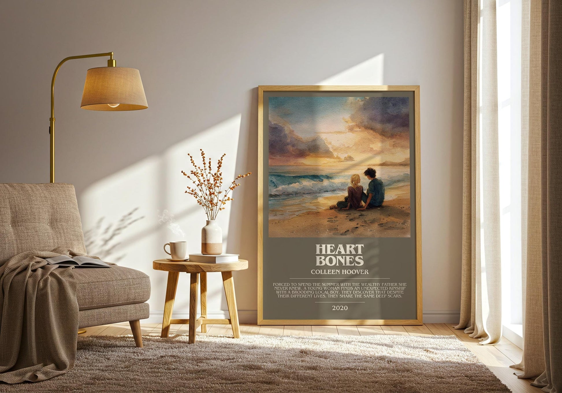 Heart Bones bookish print on bookshelf – Colleen Hoover fan gift