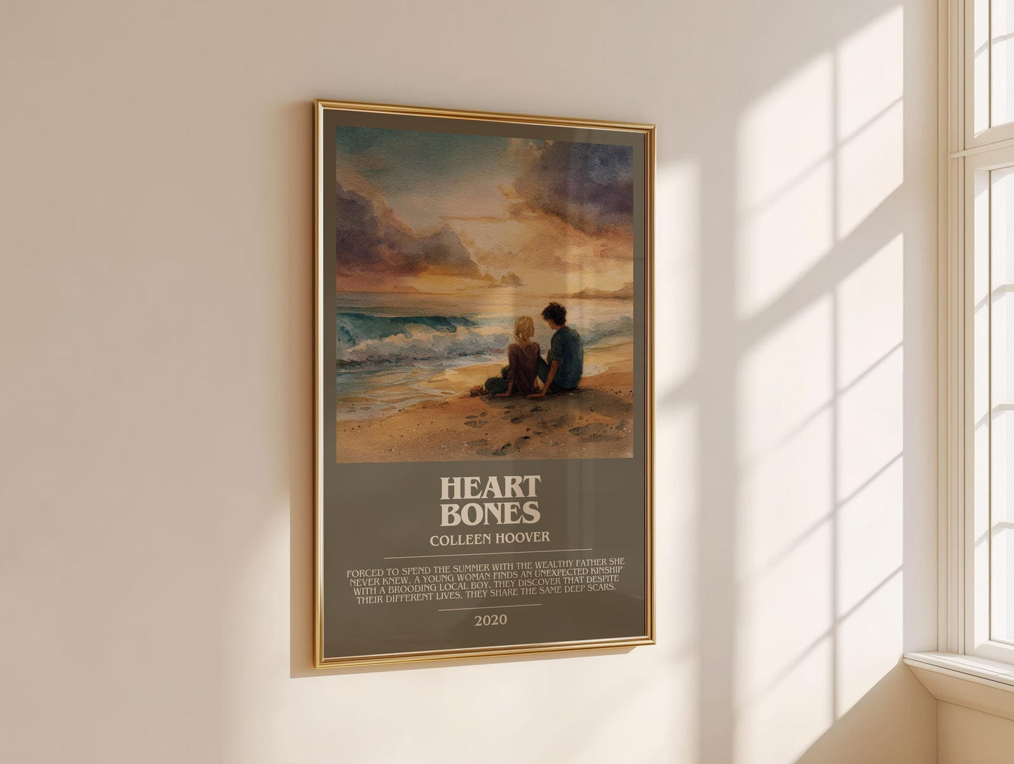 Heart Bones bookish book poster framed on wall – romance wall art
