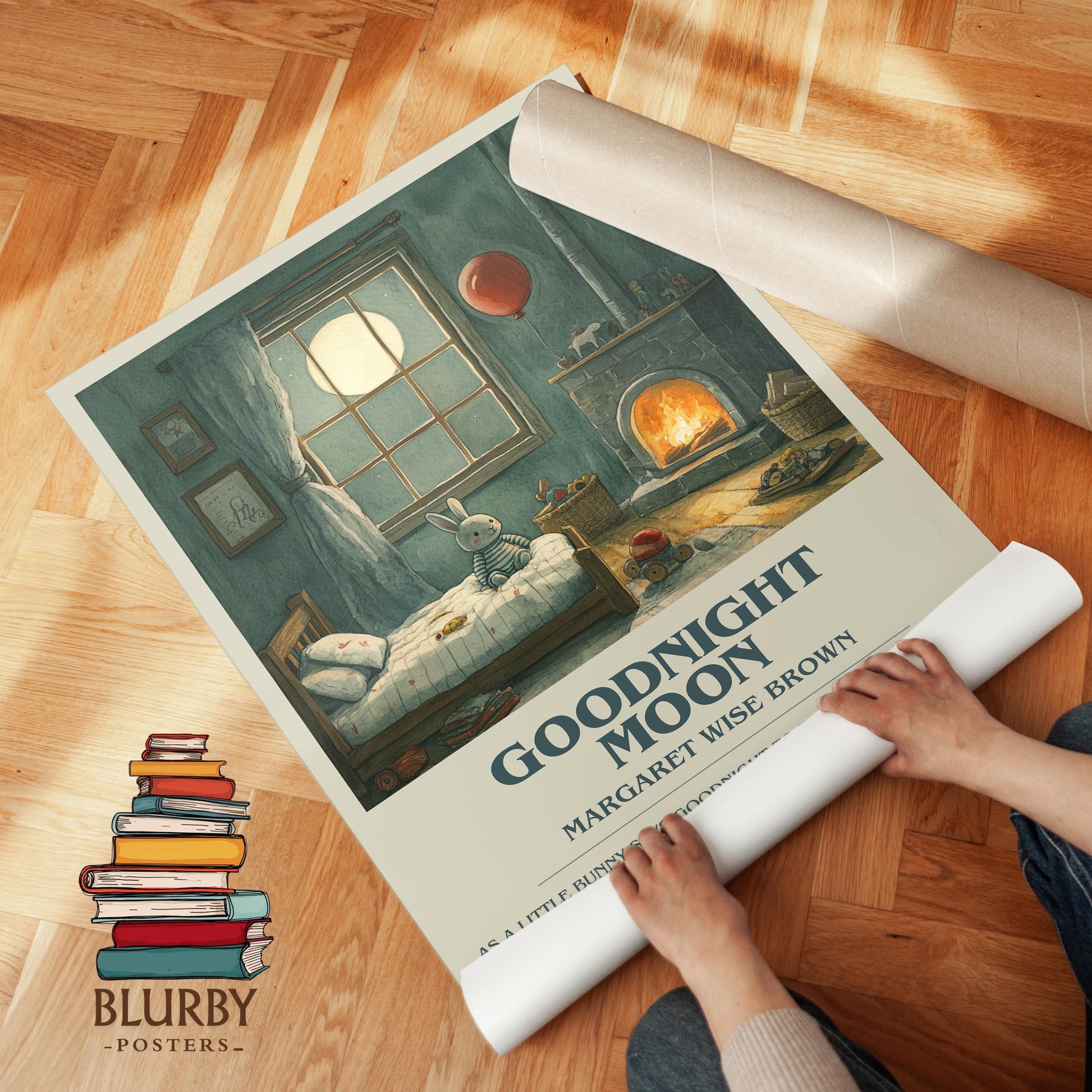 Goodnight Moon by Margaret Wise Brown | Descriptive Modern Book Art | Poster