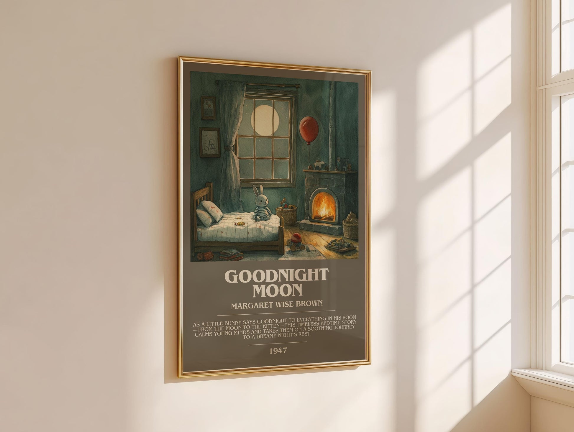 Goodnight Moon by Margaret Wise Brown | Descriptive Modern Book Art | Poster