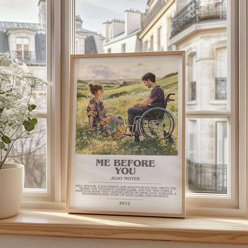 Me Before You bookish print framed by window – literary home decor