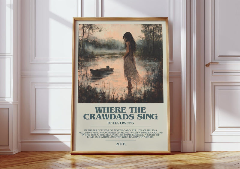 Where the Crawdads Sing bookish print in frame leaning in hallway – historical fiction wall art