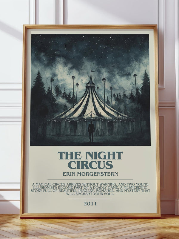 The Night Circus bookish print in frame leaning in hallway – fantasy wall art