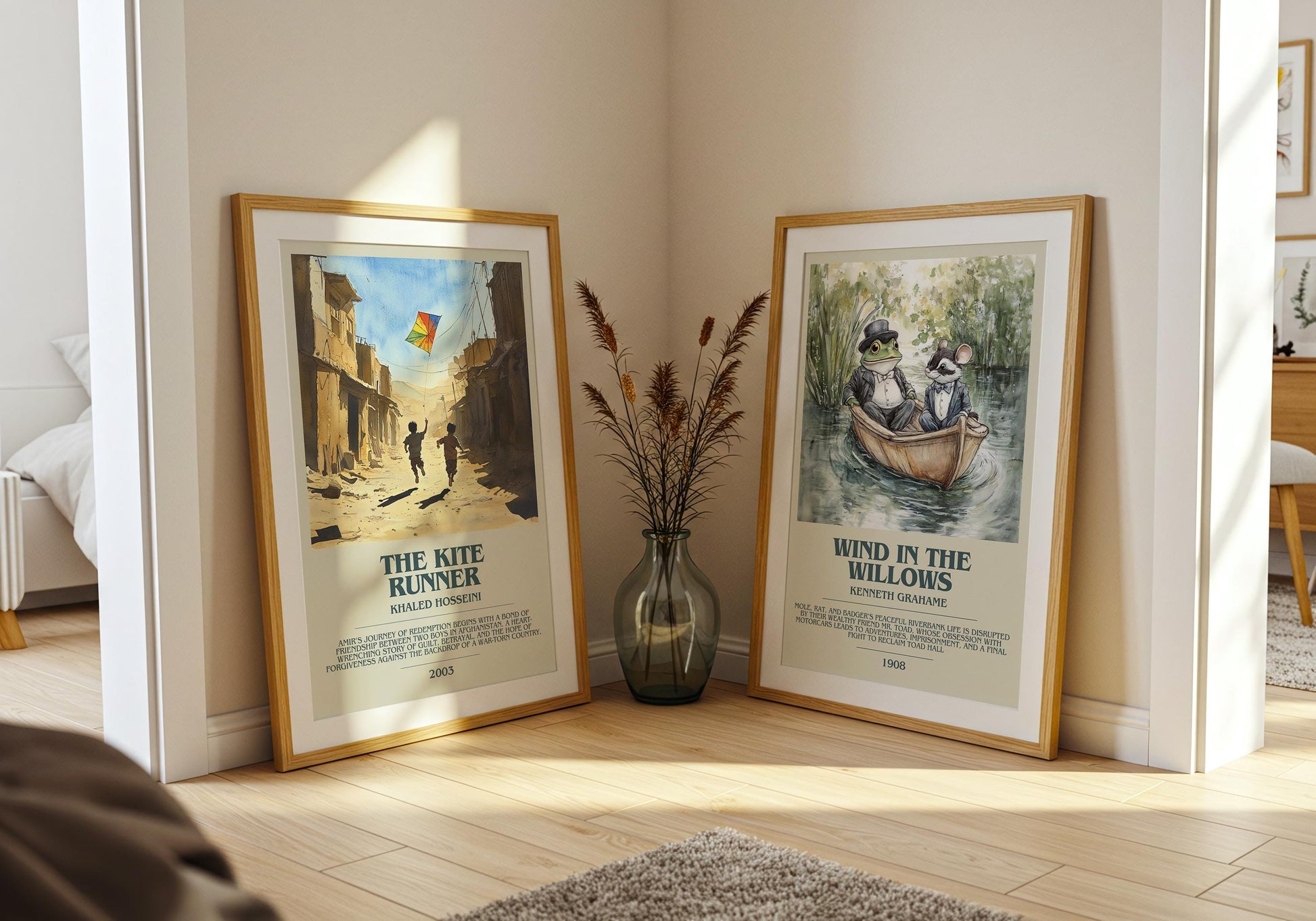 The Kite Runner bookish poster paired in gallery wall – literary art prints