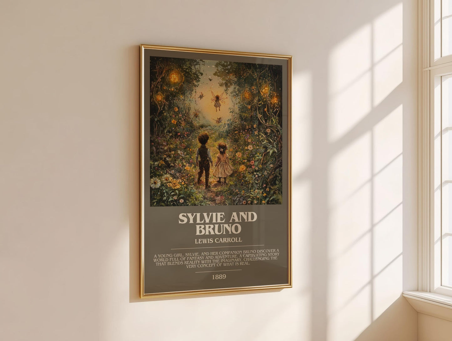 Sylvie and Bruno bookish book poster framed on wall – fantasy wall art