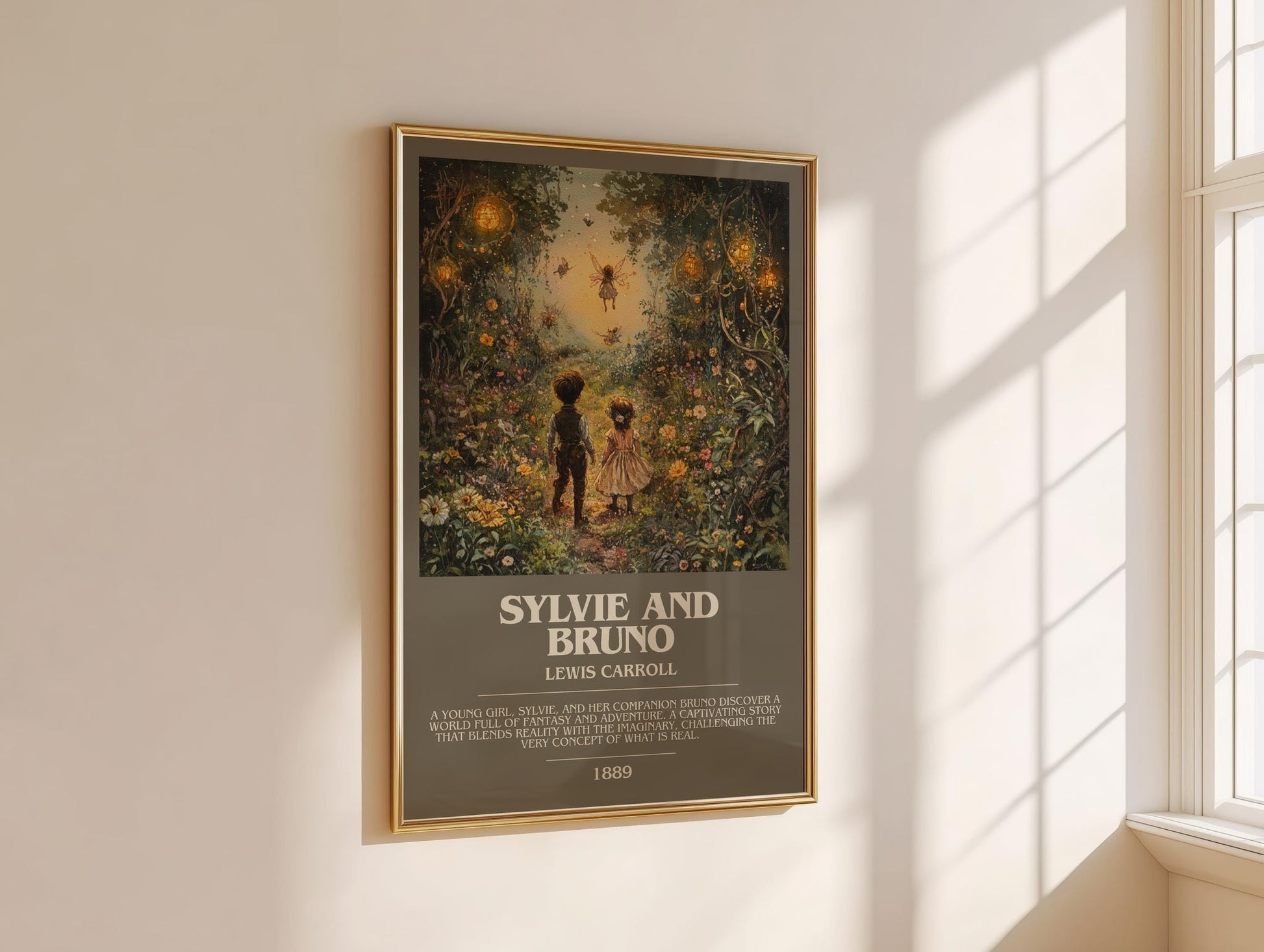 Sylvie and Bruno bookish book poster framed on wall – fantasy wall art