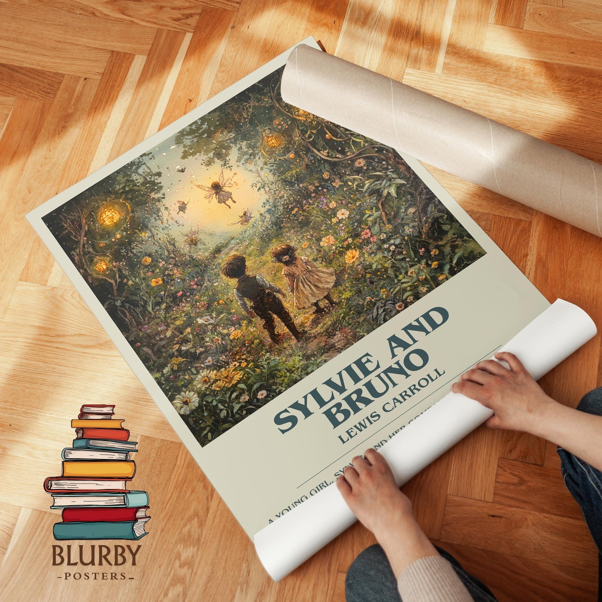 Sylvie and Bruno book poster packaging – museum-quality print rolled in protective tube