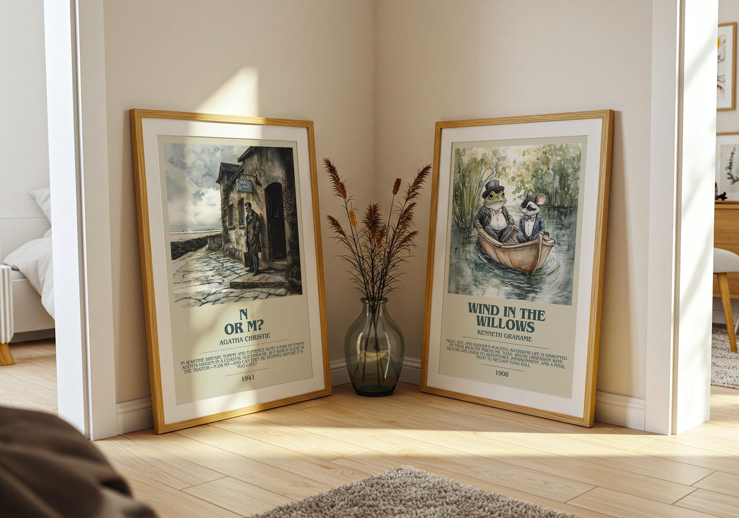 N Or M? bookish poster paired in gallery wall – literary art prints